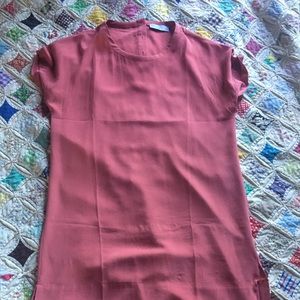 Grana silk tee dress, peach, size L